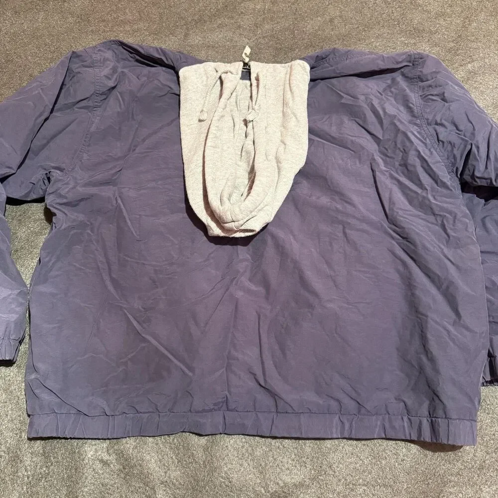 Eddie Bauer Jacket Mens Medium Purple Hooded Lined Full Zip Windbreaker Outdoor